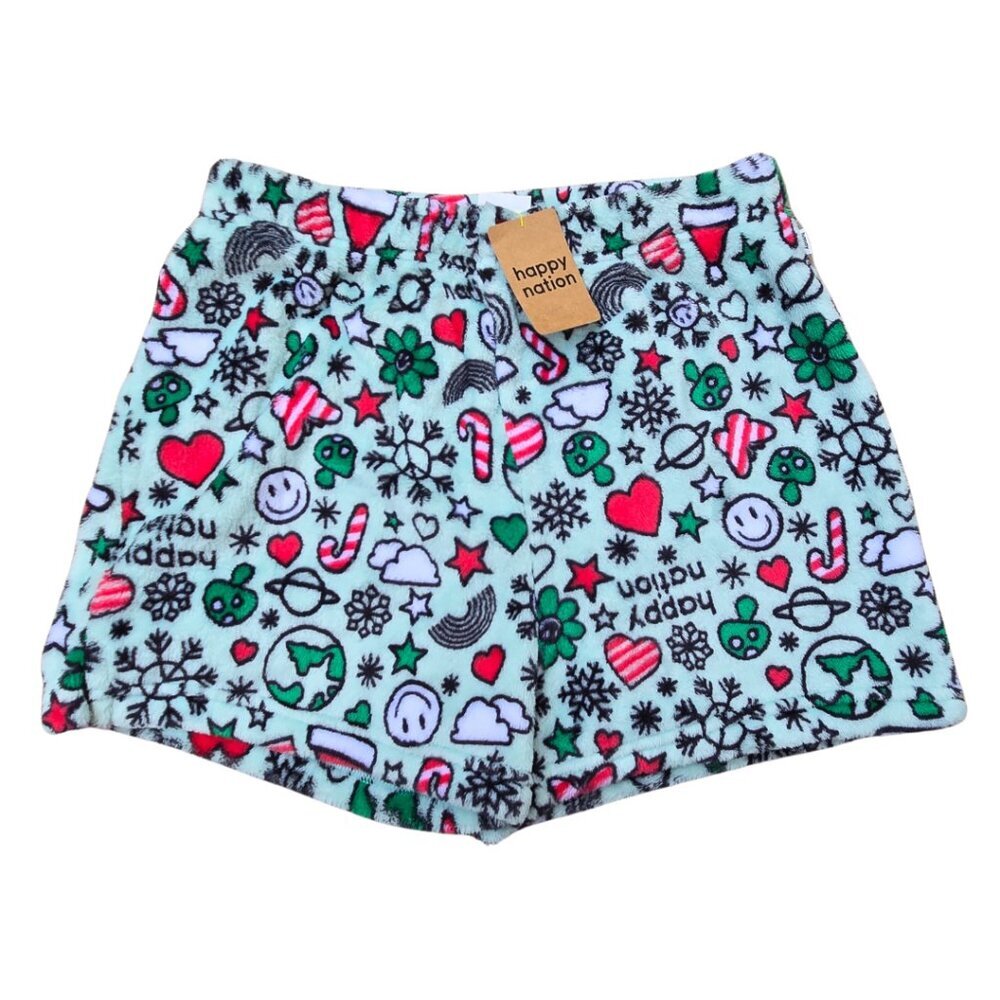 Girl's Christmas Plush Pajama Shorts - Size 12 Youth